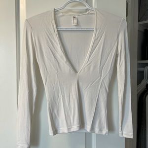 Basic White Long Sleeve V-Neck